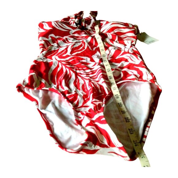 Apt. 9 Women's Petite Large Shadow Red Ring Keyhole One-Piece Bathing Suit NWT - Picture 10 of 13